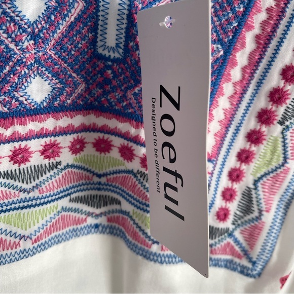 Zoeful women’s embroidered blouse size 3X NWT gives Johnny was vibes boho - Picture 5 of 16
